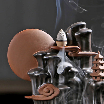 Black Backflow Incense Burner Decor