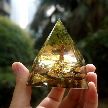 Tiger Eye Orgonite Energy Pyramid